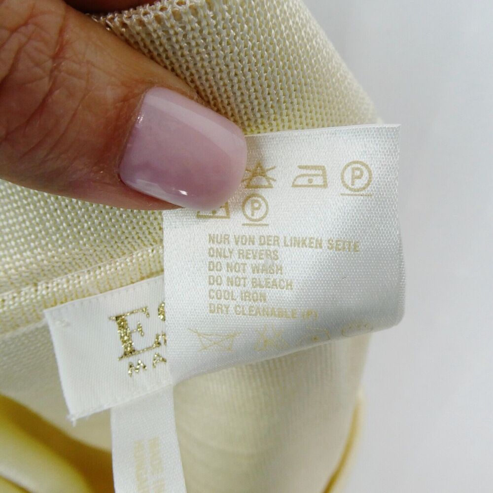 Escada Margaretha Ley Knee Length Pencil Skirt Sz L‎ Ivory Champagne Gold Knit - Picture 10 of 11